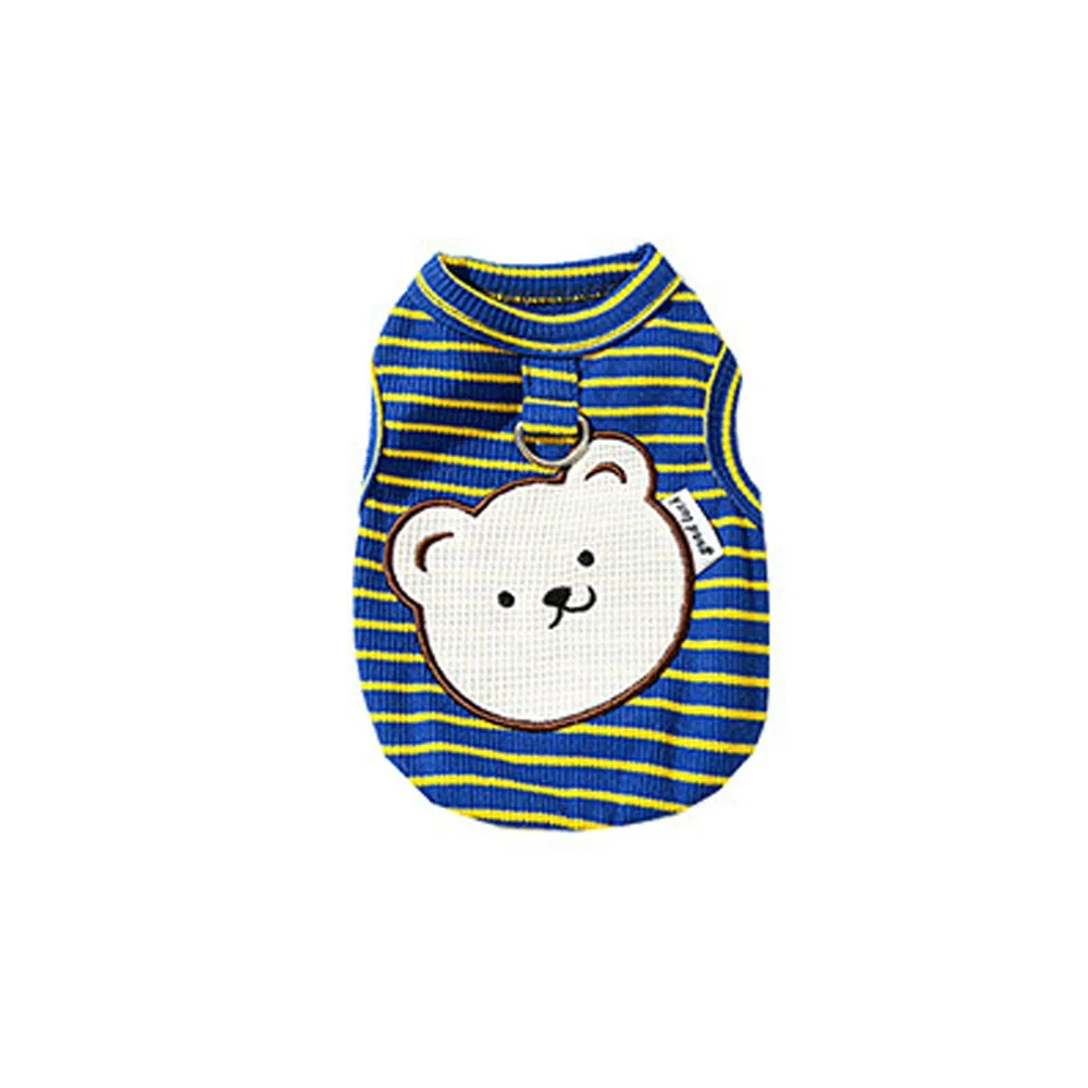 

Pet Costumes Cartoon Pet Vest Bear Striped Summer Thin Puppy Sweatshirt Breathable Comfortable Pet Clothes Pet Supplies