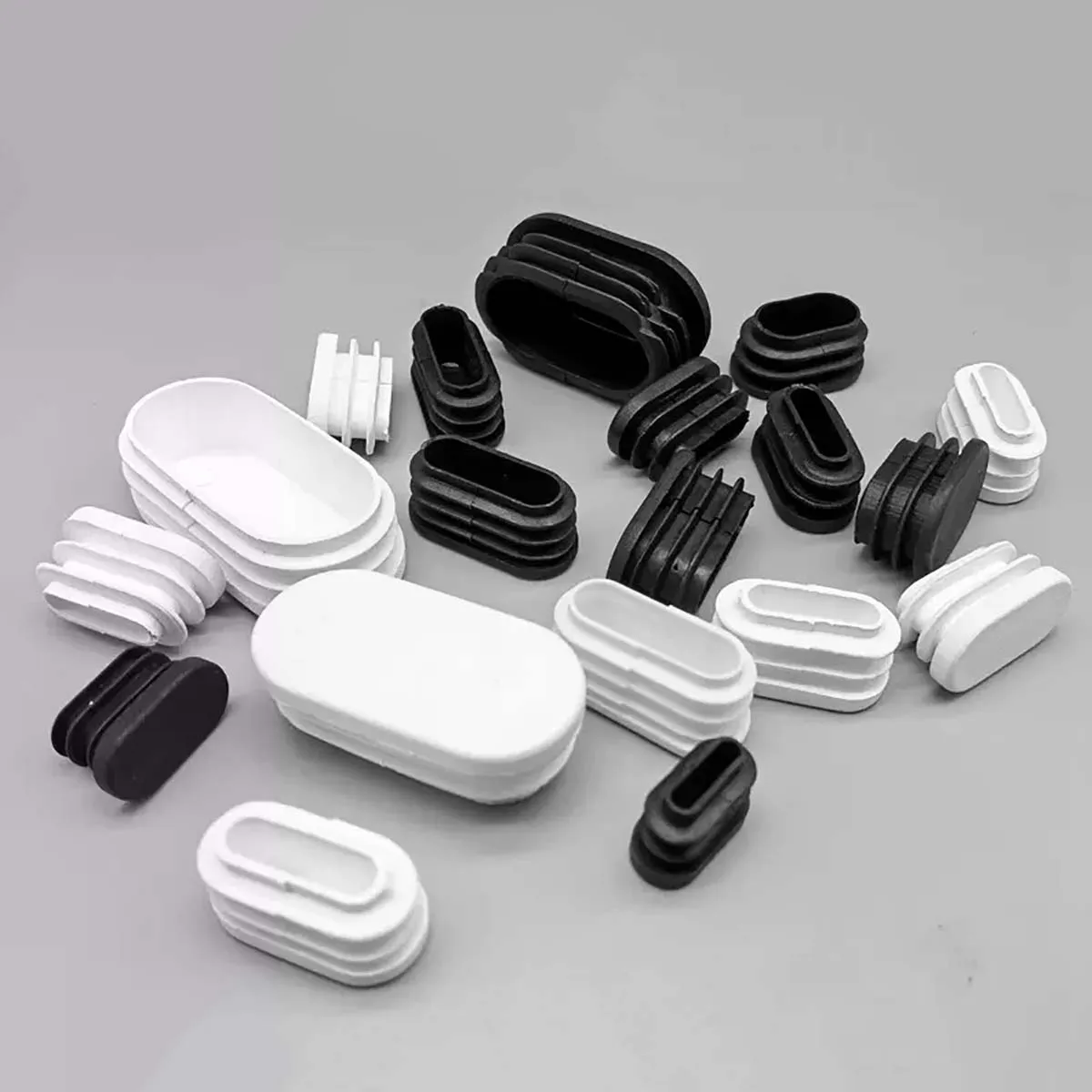 10/20/30Pcs PP Plastic Oval Pipe Plugs 15x30 16x34 20x40 25x50 30x60 20x50mm White/Grey Hole End Caps Chair Non-Slip Foot Pads