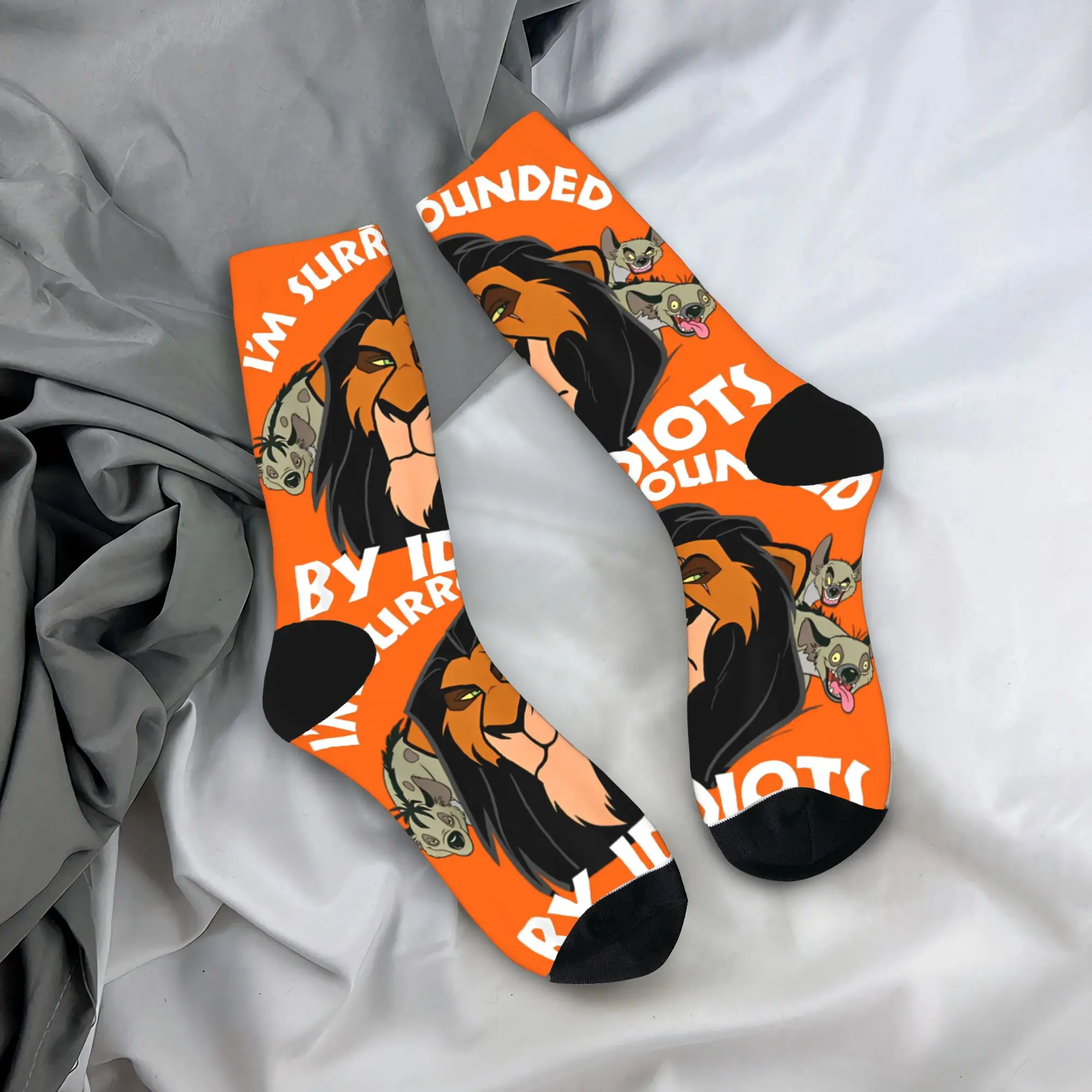 

Король Лев Шрам, я оточенный идиотами, портретные чулки, женские и мужские носки, весенние нескользящие носки для скейтборда, подарок на заказ