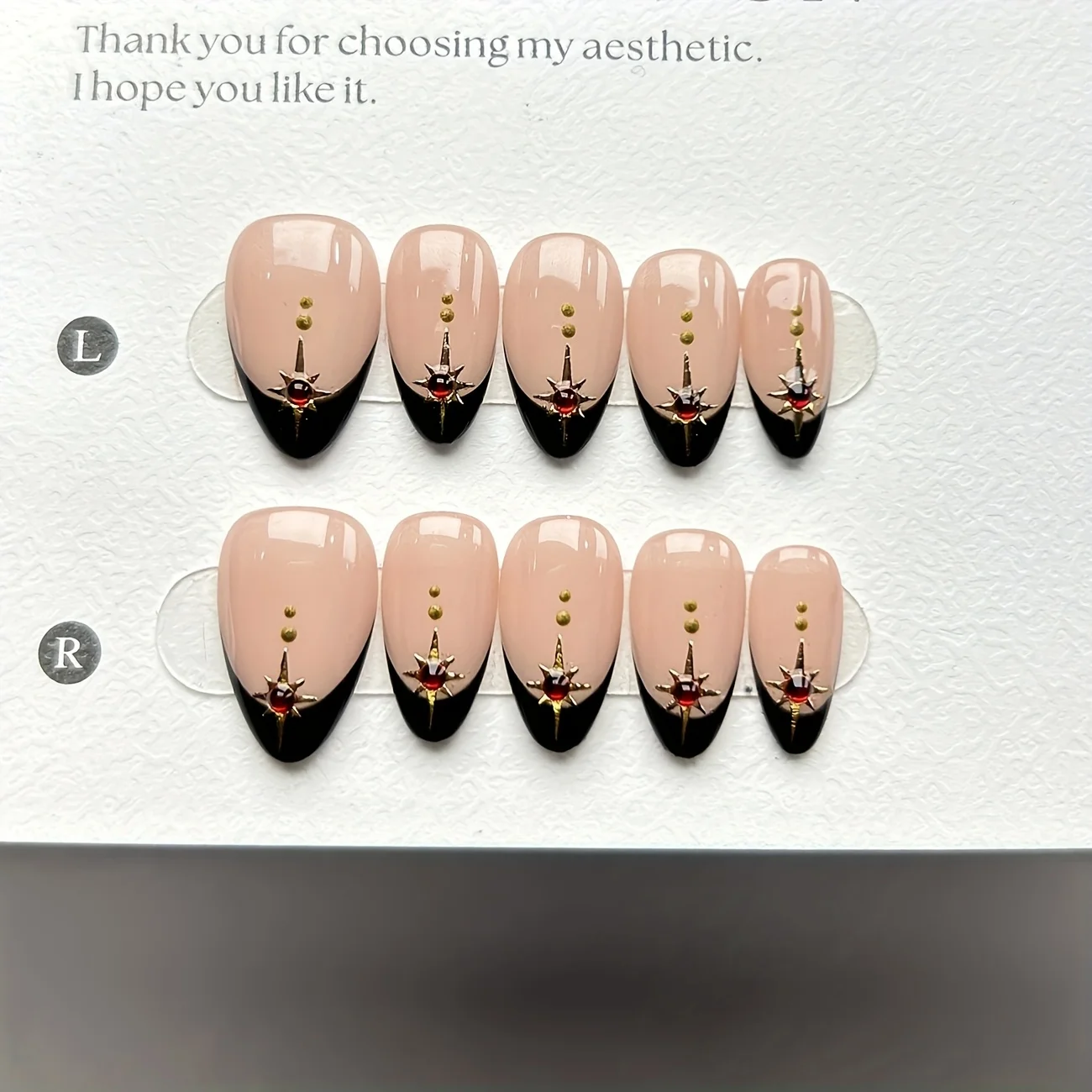 10 قطع من الأظافر المزيفة المصنوعة يدويًا بتصميم فرنسي جديد فاخر وخفيف الوزن، فن أظافر مصنوع يدويًا من الماس الأحمر الفاخر #1