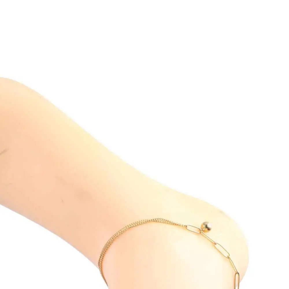 Foot Jewelry Titanium Steel Double-Layered Trending Anklet Hypoallergenic Bead Adjustable Foot Chains Party
