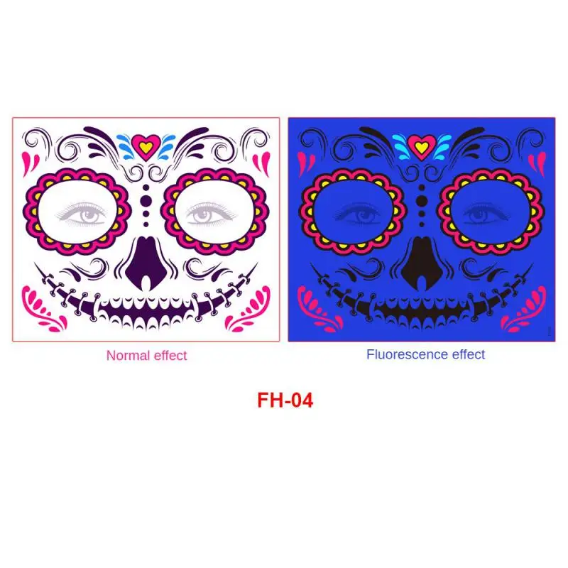 Fluorescent Temporary Stickers Flowers Prom Makeup Unique Design Suitable For Parties Tattoos And Body Art Flower Stickers