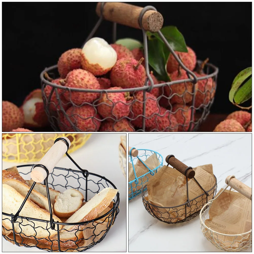 1pc Kitchen Fruit Basket Egg Storage Basket Creative Storage Basket Retro Old Storage Holder Large Egg Storage Container