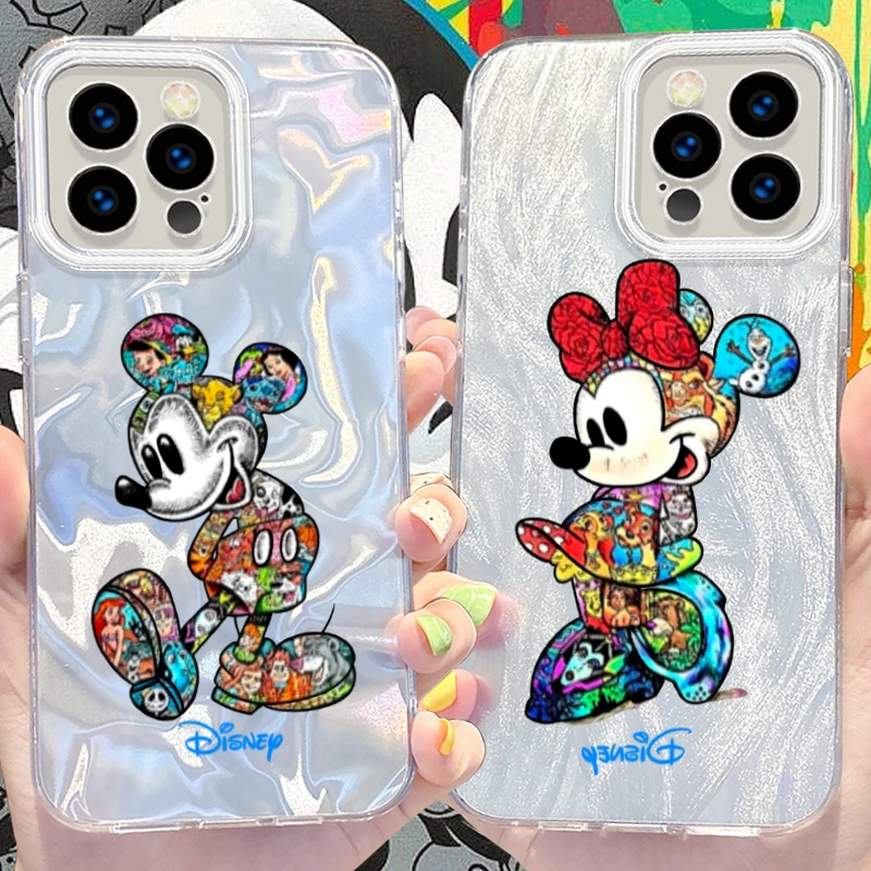 Cute Disney Mickey Minnie Blink Phone Case for iPhone 15 14 13 12 11 Pro Max XR XS X 8 7 6S 6 Plus SE 2020 2022 Hard Cover Funda