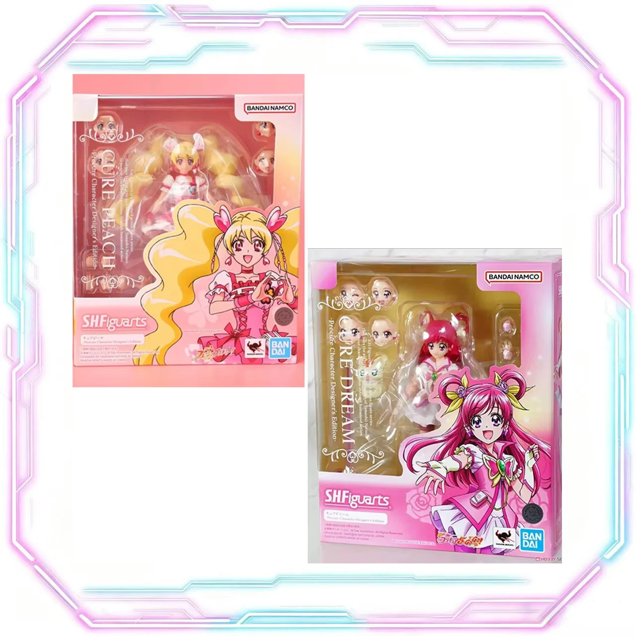 bandai-genuine-shf-precure-character-designer-s-edition-cure-dream-cure-peach-anime-figure-joints-movable-model-toy-gift-kids