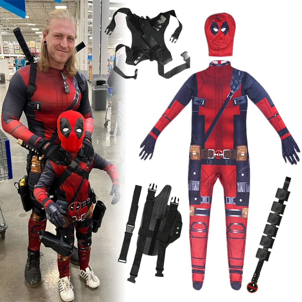 MARVEL Anti-hero Deadpool Costumes New Style Boys Adults Cosplay Bodysuits with Armed Accessories Wade Wilson Ryan Reynolds