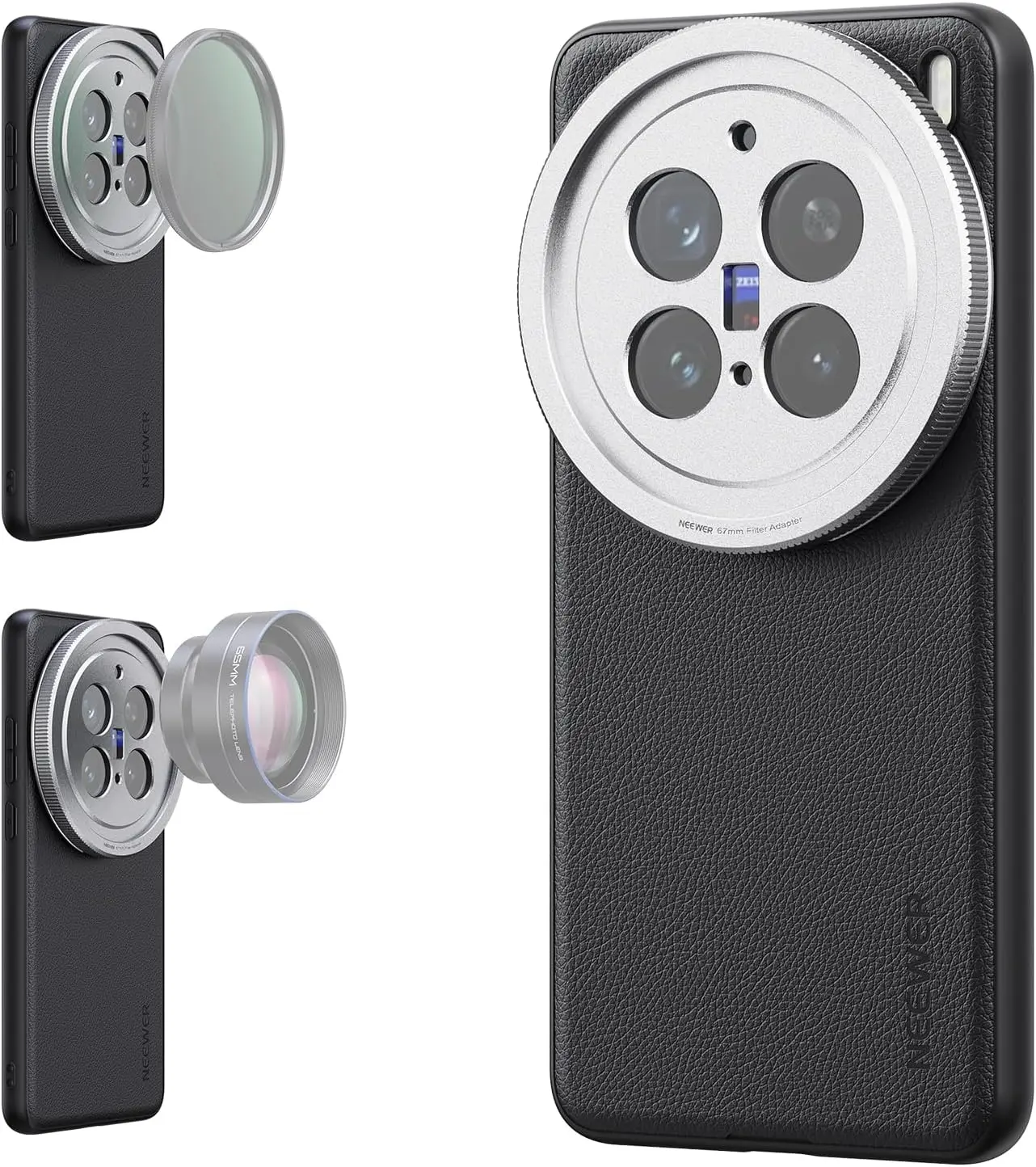 NEEWER Schutzhülle für VIVO X200 Pro/ULTRA/X100 ULTRA, robustes TPU + PC-Kunstleder mit 17-mm-Objektivhalterungen – Detail 1