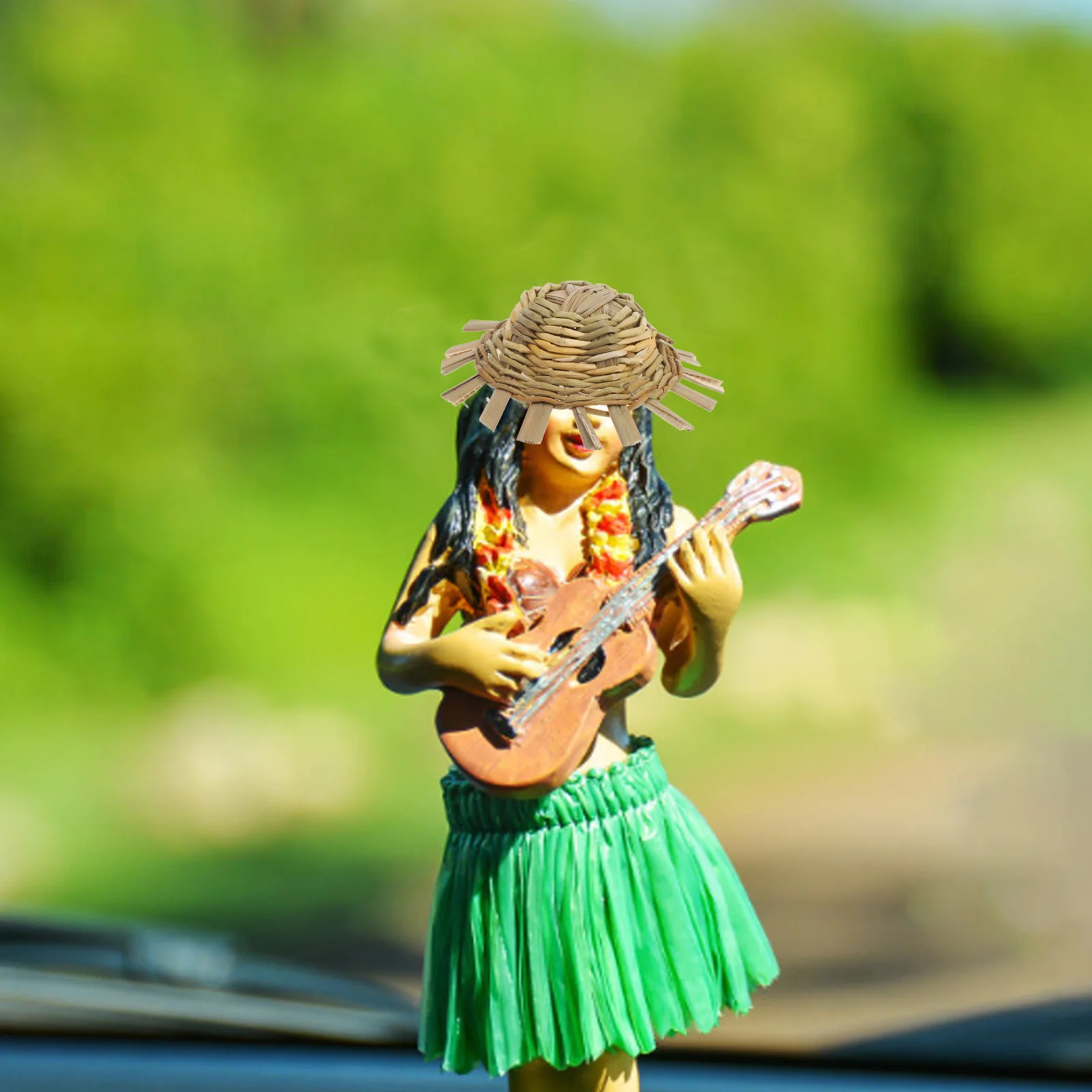 5 pezzi mini cappelli di paglia giallo chiaro piccoli cappelli artigianali in tessuto 8-9 cm per la decorazione del partito fai da te spiaggia estiva stile rustico