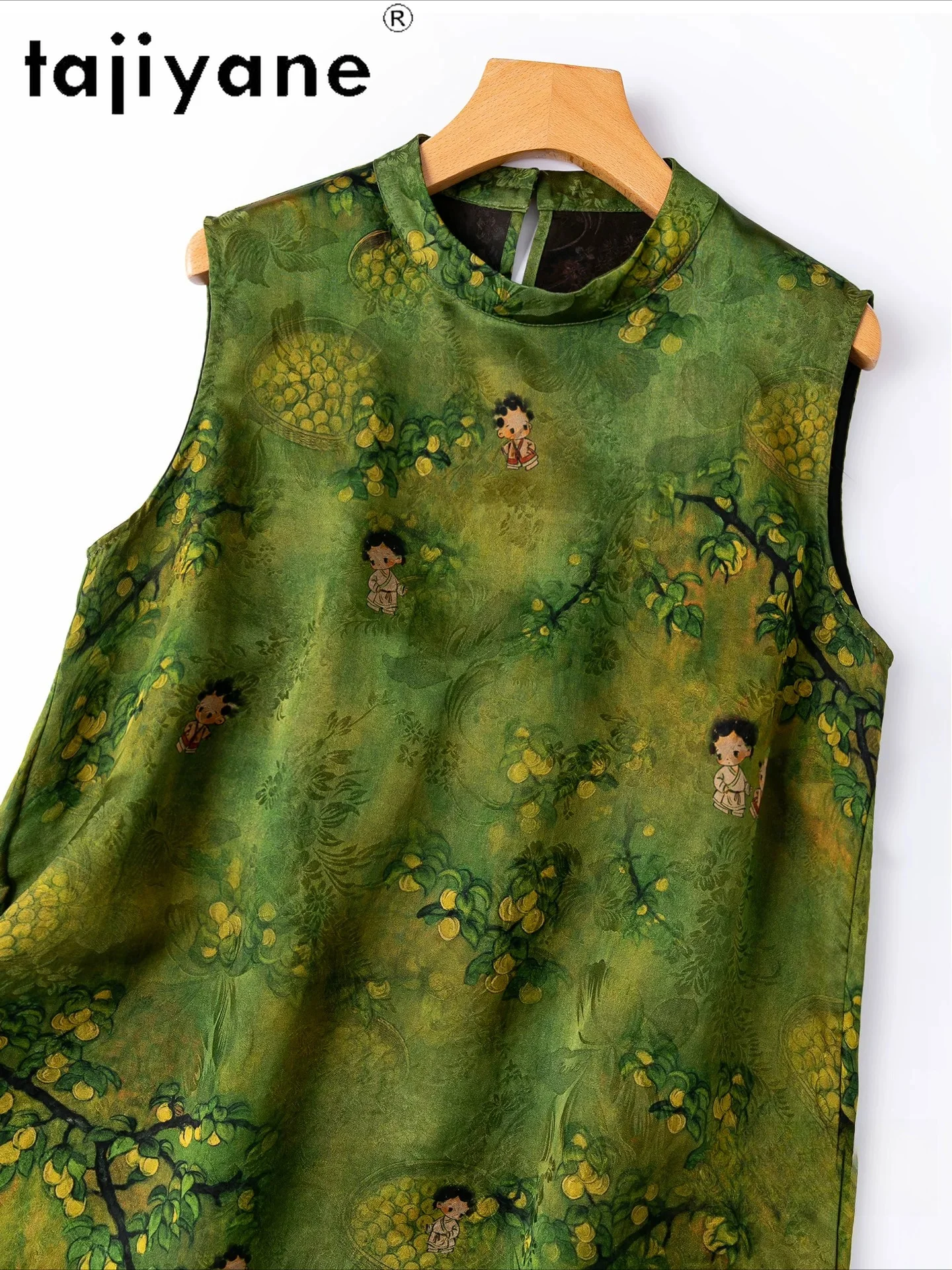 TAJIYANE 100% Mulberry Silk Women's Tanks Xiangyun Sha Jacquard Vest New Chinese Style Summer Tops for Woman Clothing 2026 ropa