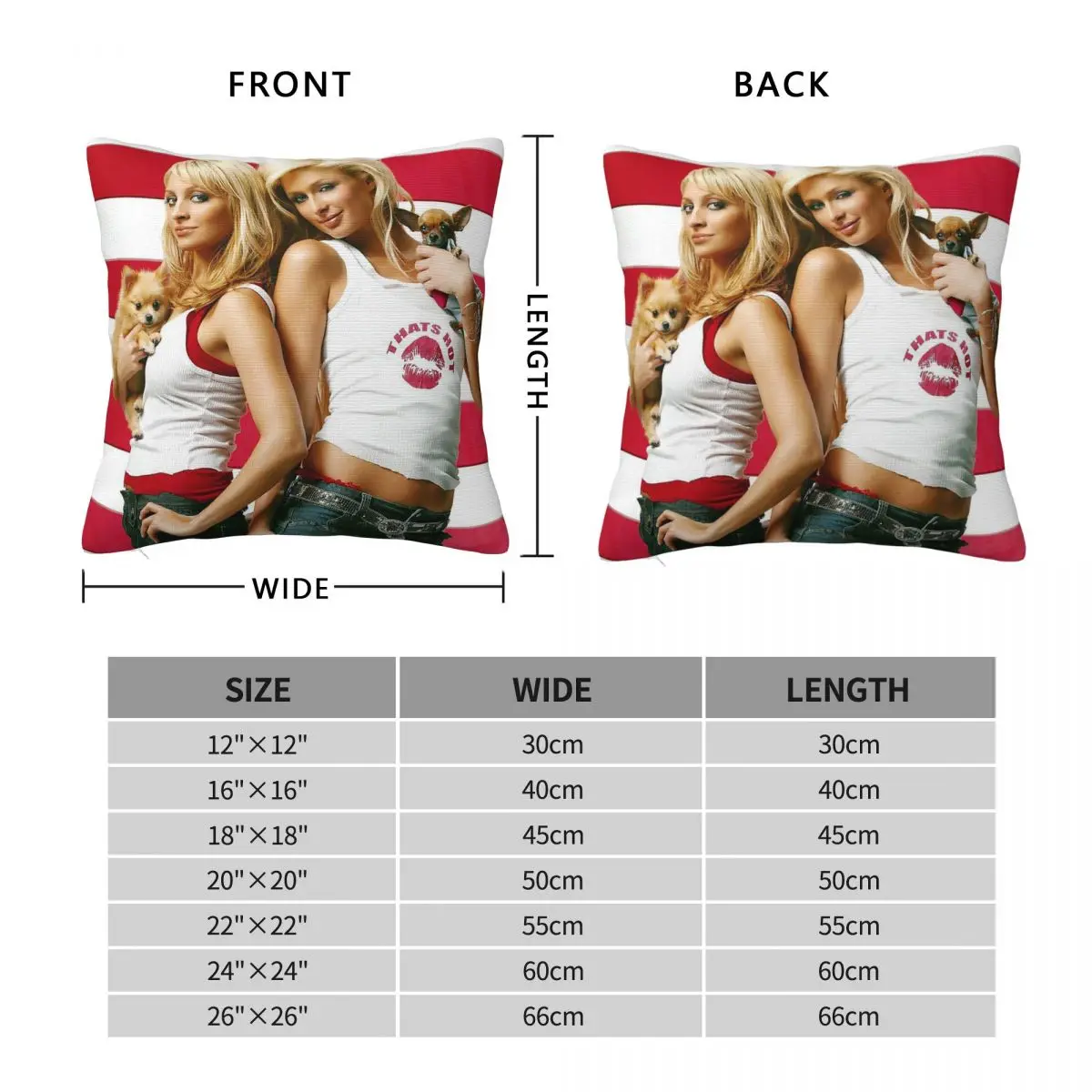 Simple Life Paris Hilton Nicole Richie Square Pillowcase Polyester Linen Velvet Printed Zip Decor Sofa Cushion Cover