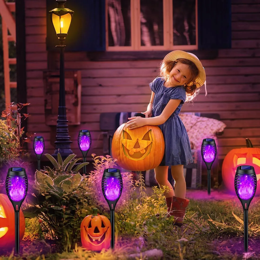 Purple Flame Lamp Solar Torch Lamp Outdoor Waterproof Lawn Ground Inserted Landscape Garden Path Lawn Light Solar Power Light