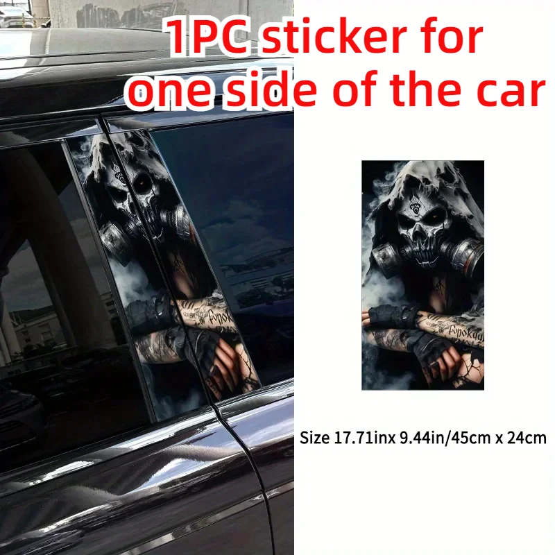 2PCS Skeleton JOKER Car Stickers for Auto Door B-pillar Waterproof Cover Scratches Sunscreen Skull Decals Halloween Decoration view 3