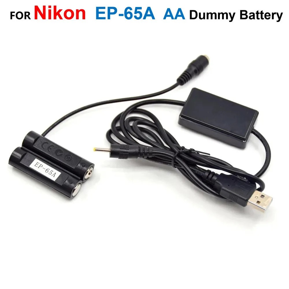 USB Drive Power Adapter Cable+EP-65A EP65A DC Coupler AA Dummy Battery For Nikon P60 P50 L18 L16 L15 L14 L12 L11 L6 L5 L3