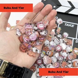 Small Panda Bubu And Yier 2-4cm Double-sided Transparent Sheet Acrylic Cute Handmade Diy Patch Phone Shell Keychain Material