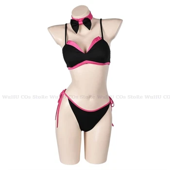 엔젤 더스트 코스프레 수영복, 판타지아 하즈빈 만화 호텔 코스튬 수영복 세트, 할로윈 브라, 여성 비키니, 카니발 파티 의류 
