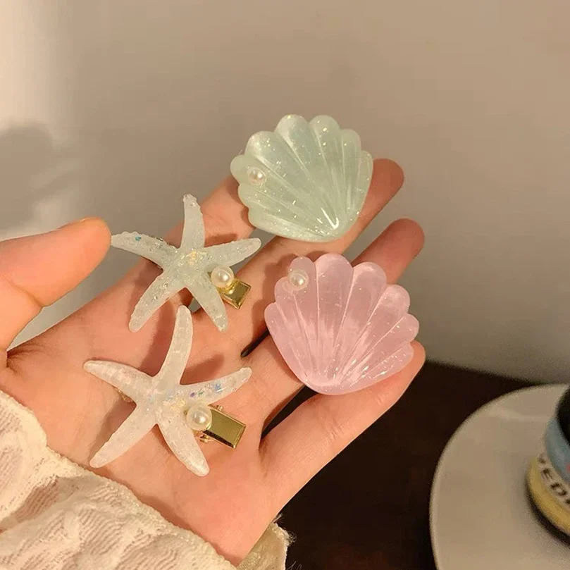 2PCS Elegant Starfish Star Shell Hair Clips For Ladies Hairpins Summer Beach Holiday Party Barrettes Hair Accessories