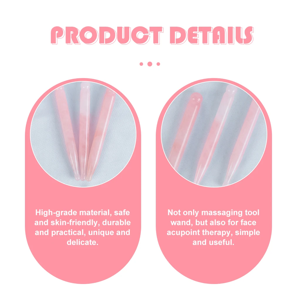 

Rose Quartz Wand Natural Crystal Gua Stick Smooth Durable Natural Crystal Scraping Stick Portable Facial Tool
