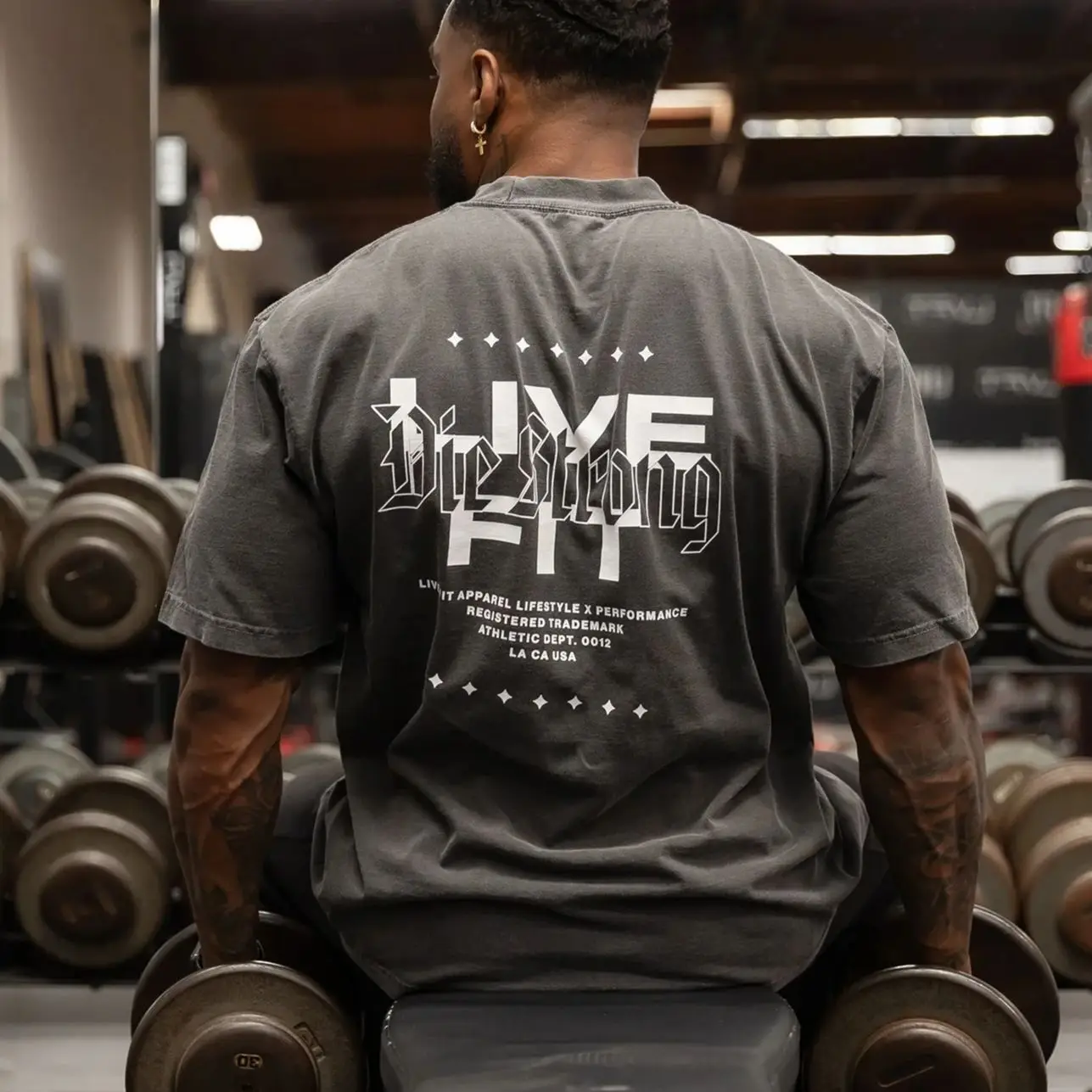 DIE STRONG Oversized Men Tshirts New Fitness T-shirt Loose Summer LIVEFIT Round Neck Casual Couple Top Short Sleeve Men's Shirt