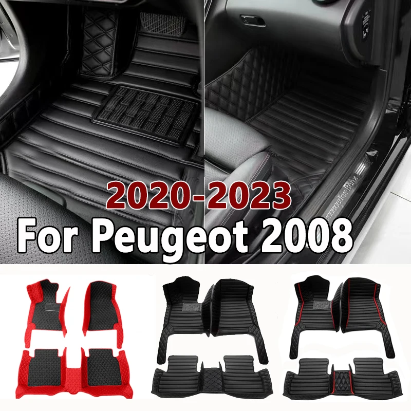 Car Floor Mats For Peugeot 2008 E2008 2020 2021 2022 2023 Carpets Foot Pads Accessories Interior Parts Waterproof Rug Automobile