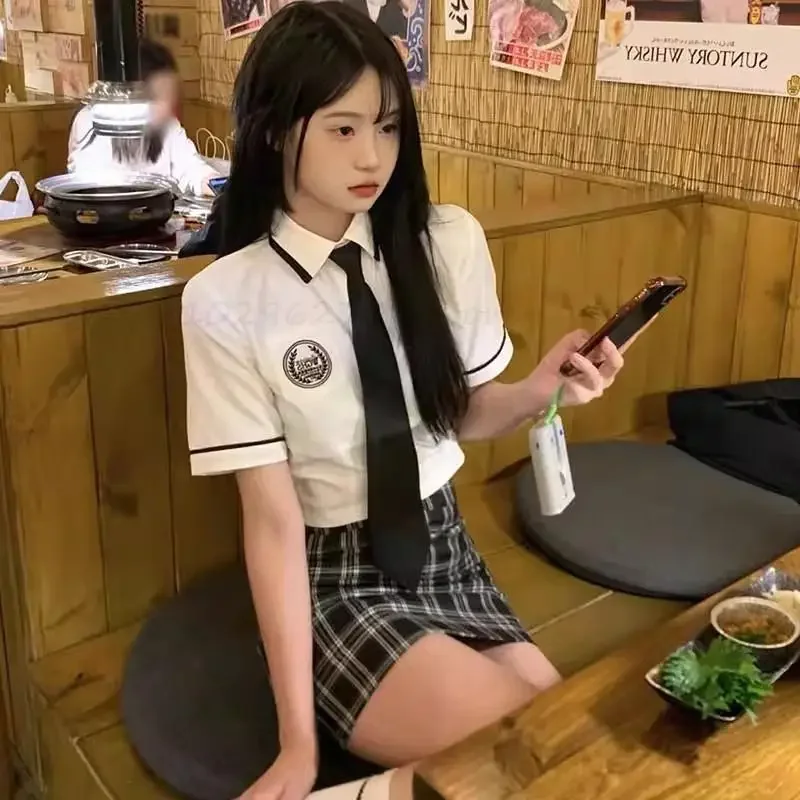 Costume da scuola superiore giapponese a vita alta gonna a portafoglio per l'anca ragazza Jk uniforme quotidiana in due pezzi Jk Set vestito uniforme da studentessa