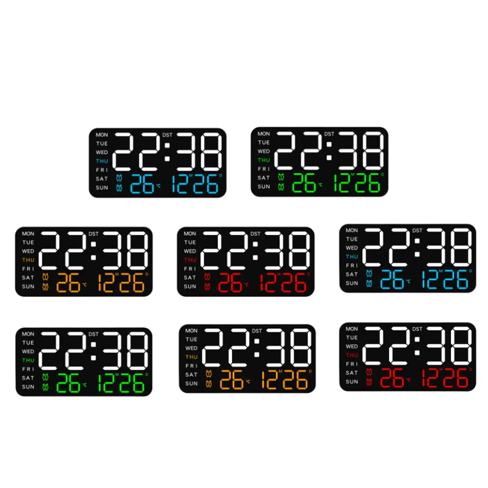 ساعة منبه رقمية LED ساعة مكتب رقمية شاشة عرض كبيرة اثنين منبه