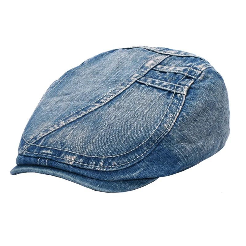 

2023 Casual Cowboy Flat Cap Vintage Denim Cloth Casual Peaked Beret Cap for Women Men High Quality Fashion Retro Jean Hat