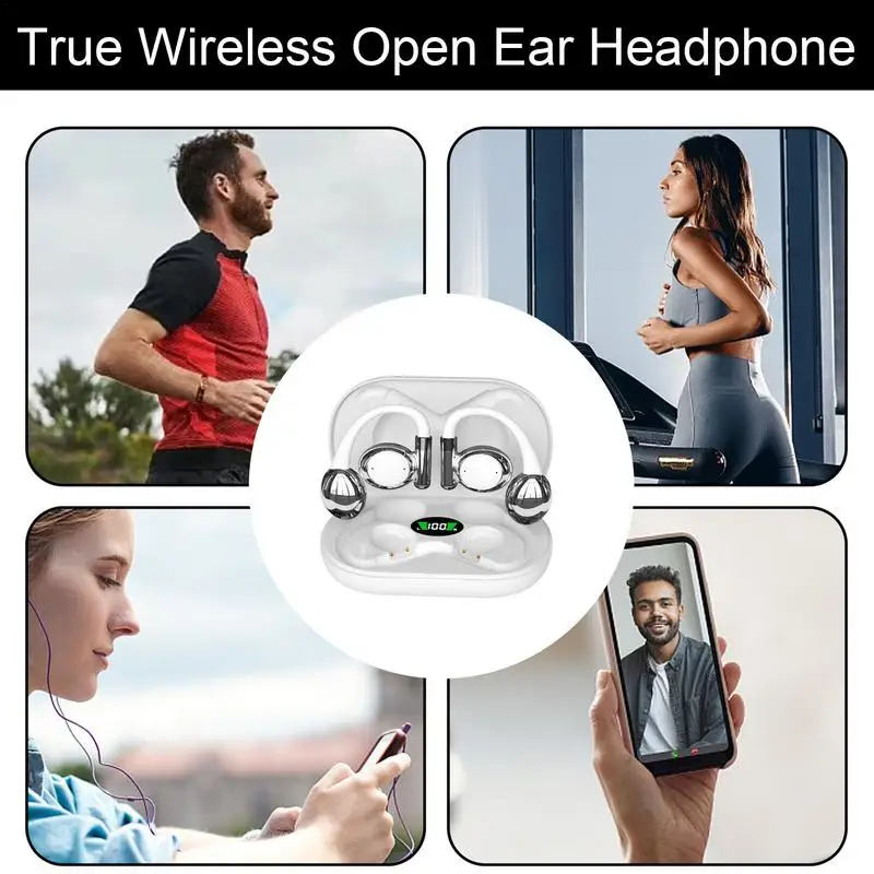 Headset sem fio Earbuds, Carregamento Fones De Ouvido, Bone Conduction Headphones, Sport for Running