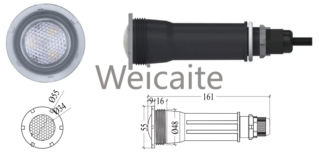 멀티 컬러 RGB PC SPA 빛 IP68 수중 Led 빛 LED Luz De Piscina ABS 표면 장착 수지 채워진 풀 빛