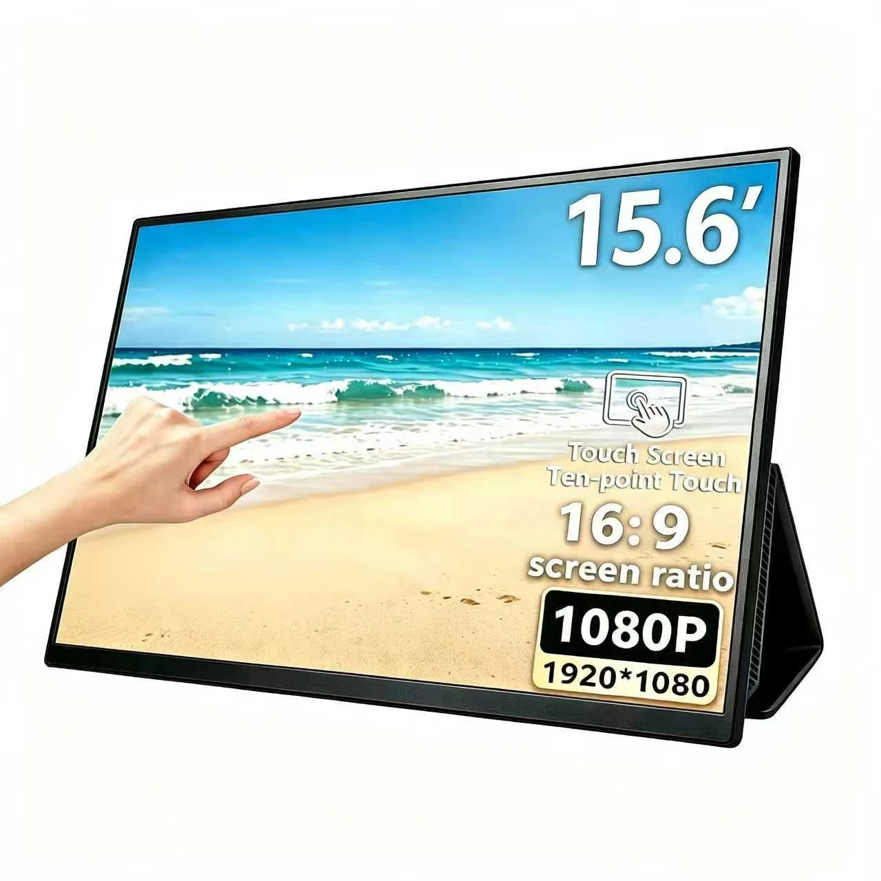 15.6 Inch Touch Portable Monitor 1920*1080 QHD External Display with HDR Second Screen for XBox PS4 / 5 Switch Laptop