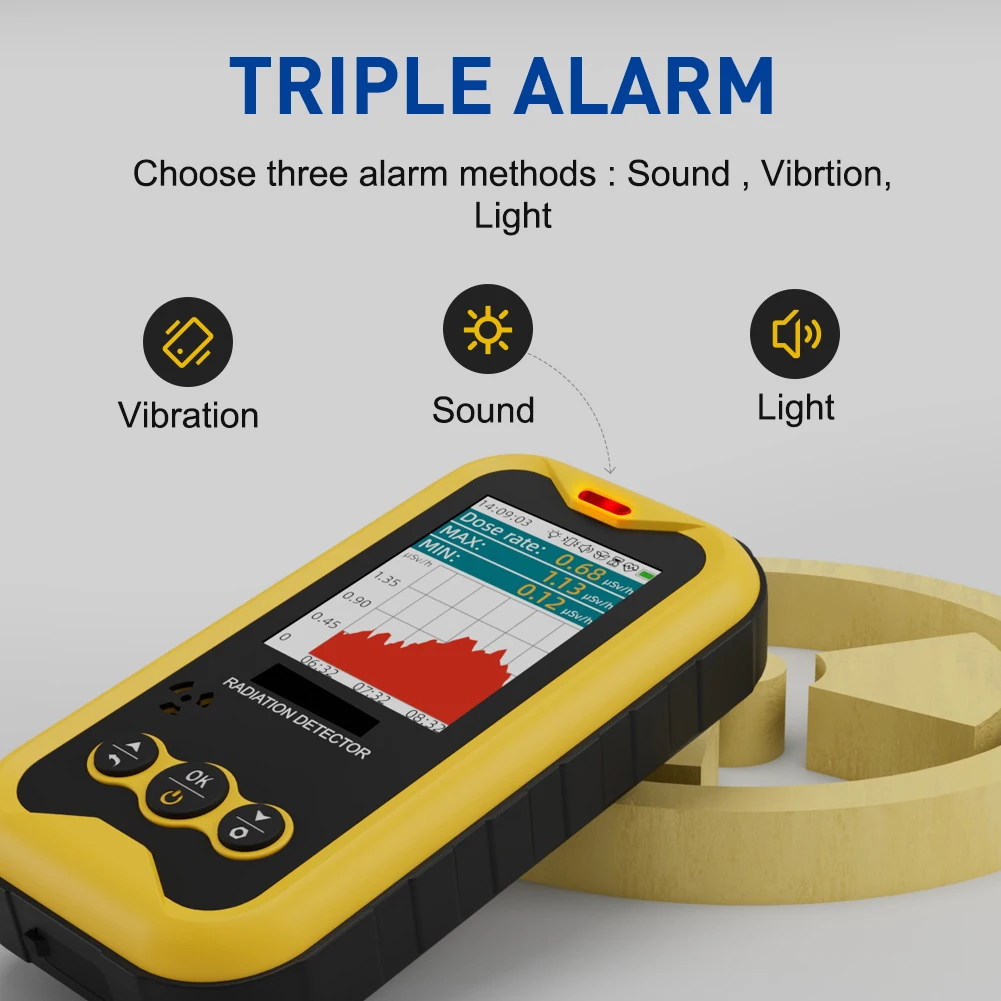 Digital Nuclear Radiation Detector Radiation Dose Dosimeter For X γ β Rays with Sound Light Vibrtion Alarm