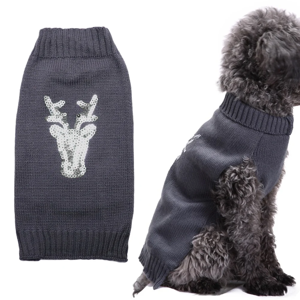 

Christmas Elk Pattern Pet Sweater Dog Clothes Adorable Winter Costume Warm Garment Size S Dog Clothes Adorable Sweater