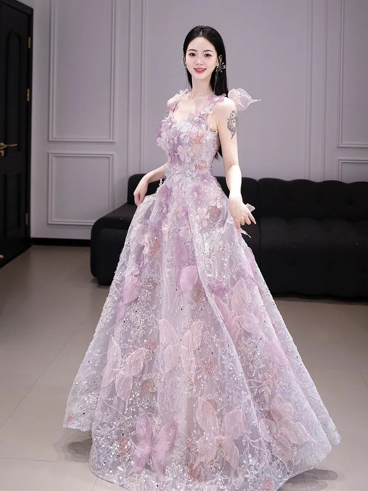 

Evening dress No. 52 new style 2024 host banquet high-end niche engagement toast dress bride