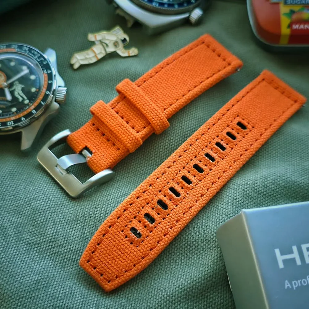 

Hemsut Watch Bands Canvas Quick Release 18mm 20mm 22mm 24mm Fashions Solid Breathable Wrist Straps For Man Women