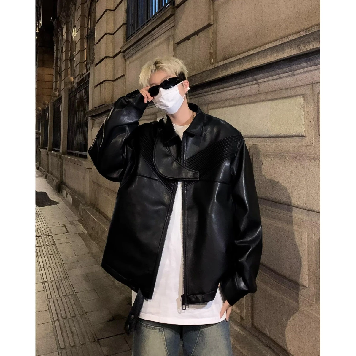 

Spring 2025 Women's Loose Faionable Motorcycle Jaet ort Coat Stand Collar Casual Street Sle Polyester Fiber Youth Wear