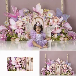 Fairy House Door And Butterfly Backdrops Kids Girl Birthday Cake Smash Photography Child Baby Photocall Wonderland Backgrounds