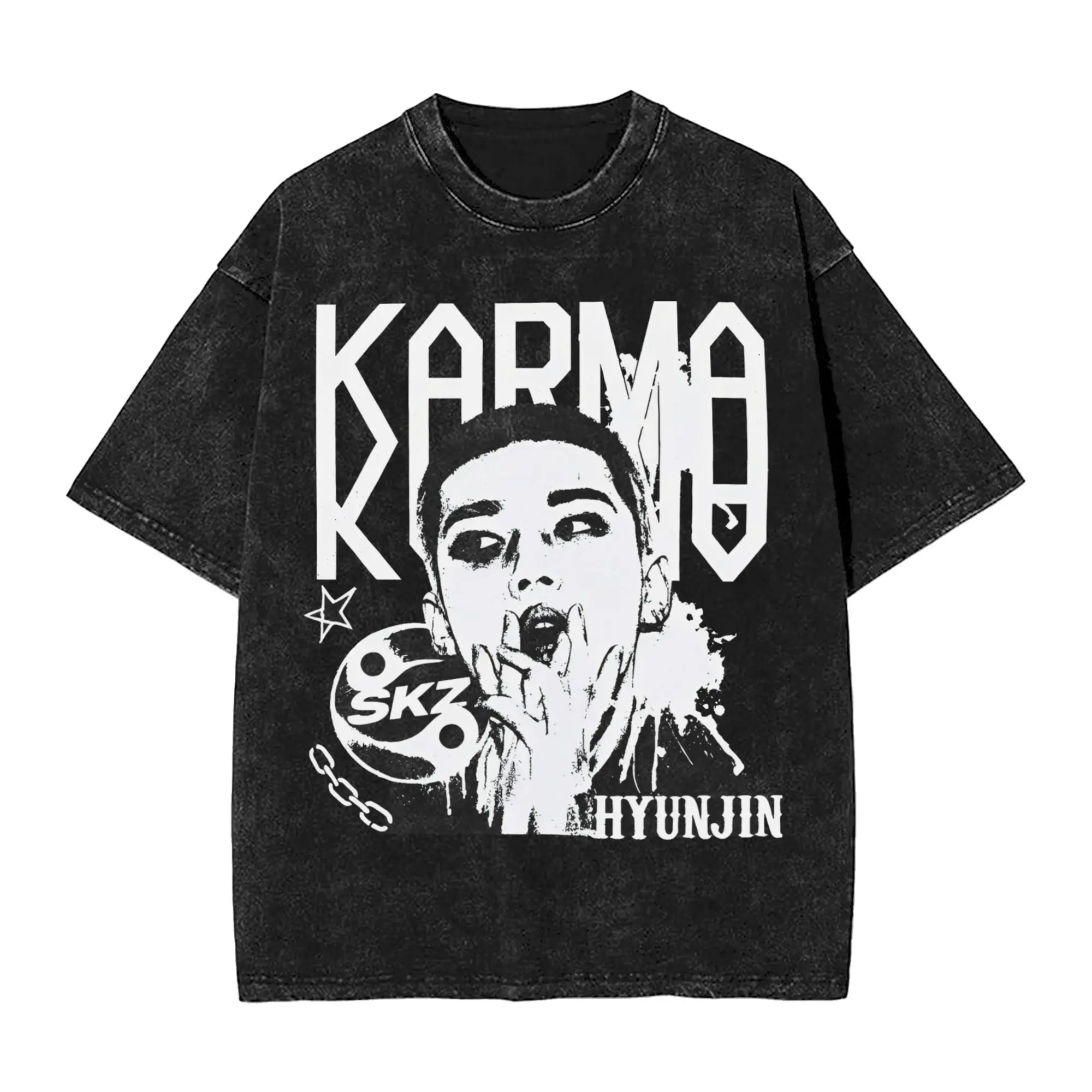 KPOP The 4th Album KARMA T Shirt Summer  Vintage T-Shirts Casual Fashion Tshirt For Male Short Sleeve Pattern Top Tees