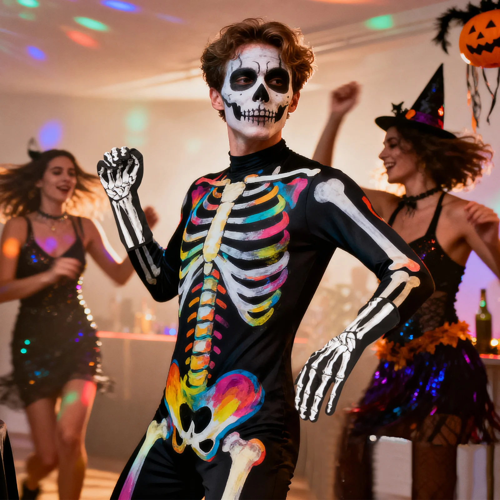 

1 пара перчаток с черепом, материал премиум-класса, аксессуары для костюмов на Хэллоуин, дышащие, впитывающие пот, унисекс, для подростков, взрослых, вечерние