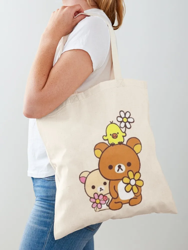 Rilakkuma, Kiiroitori & Korilakkuma Tote Bag shopper bag women canvas bag luxury women Custom Canvas Tote