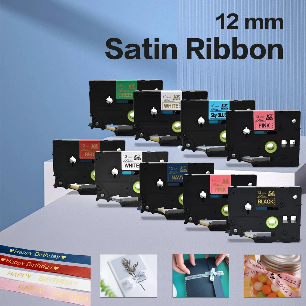 

3PK 12mm TZe-Satin-Ribbon tz Label Tape for Brother TZ-RE34 TZ-RN34 TZ-R234 TZR231 Compatible Brother P-touch PTH110 Label Maker