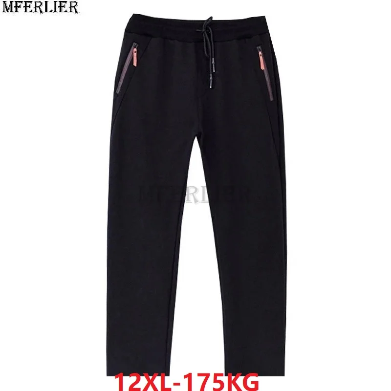 spring winter summer men cotton sweatpants sports pants plus size 10XL 12XL 150KG pants zipper oversize elasticity pants 70 60