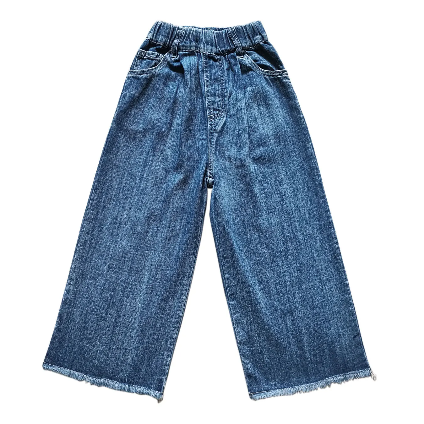 5066  Kids Girls Summer Jeans Wide Leg soft Frivolous Denim Pants Kids's Clothing Elastic Waist Trousers