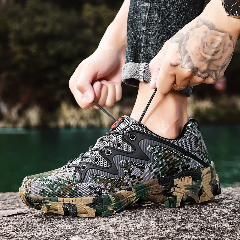 Armys Tactical Militarys Camping Trail Woodland Climbing Mountain Hikeup Camo Camouflage Outdoor Trekking Hiking Shoes Men Women