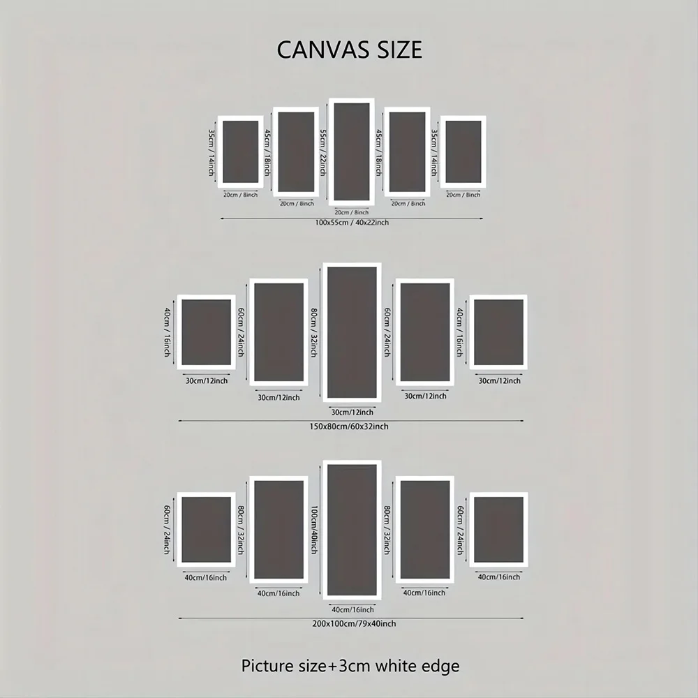 مجموعة فنية جدارية من القماش مكونة من 5 قطع، مشهد غروب الشمس المهيب، طراز آرت ديكو الكلاسيكي، ملصق رسم بالحبر بدون إطار، داخلي/خارجي #3
