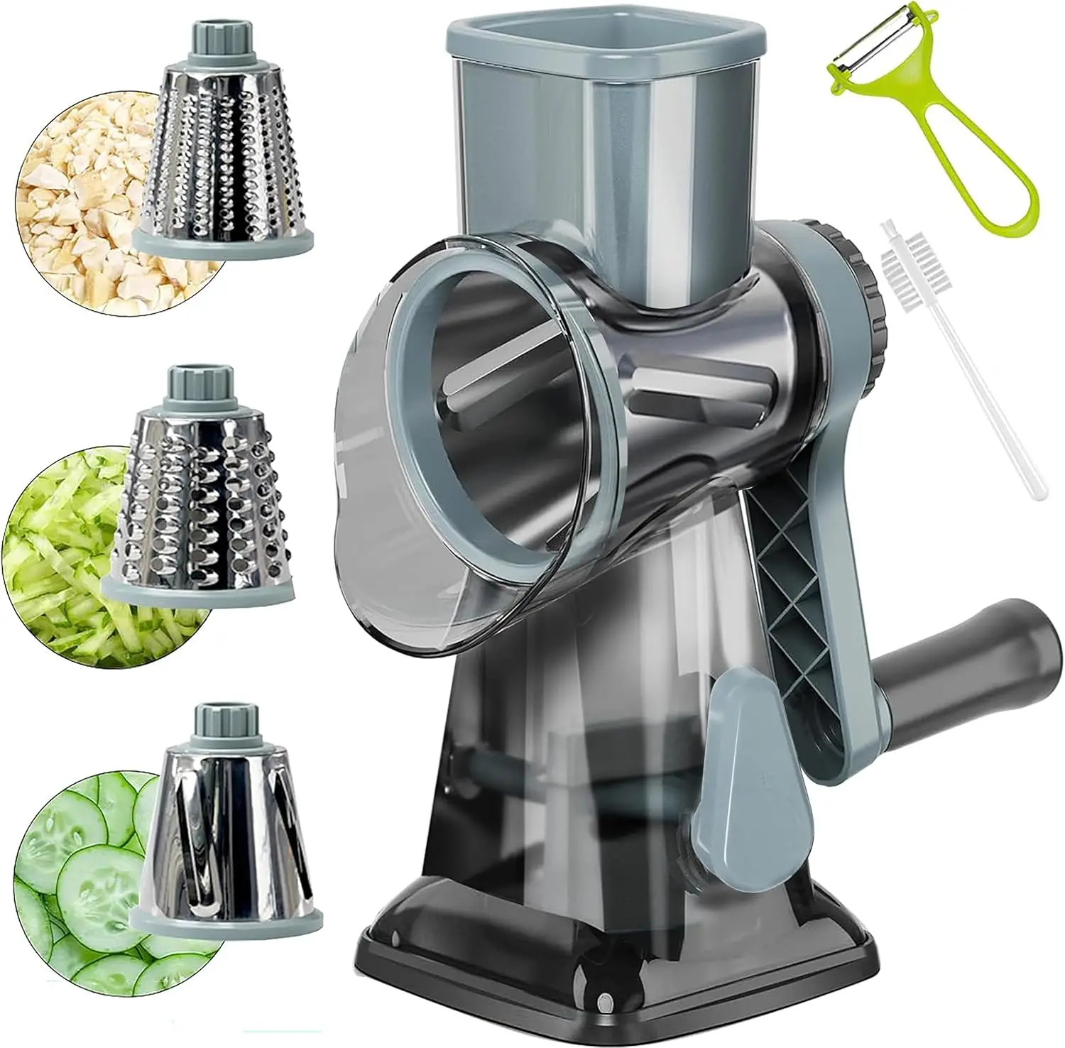

Rotary Cheese Grater Multi-Purpose Stainless Steel Cheese Shredder - Cheese Grater With Handle Effortless Grating of Carrots