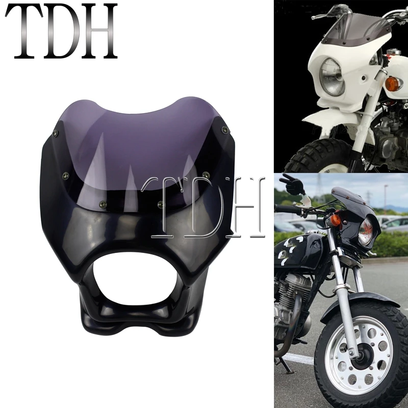 Black Motorcycle Front Light Headlight Fairing Cowl For Honda Kawasaki Suzuki Yamaha RZ50 YB-1 YD50 TZR50 TZM50 YB50 TW200 TW225