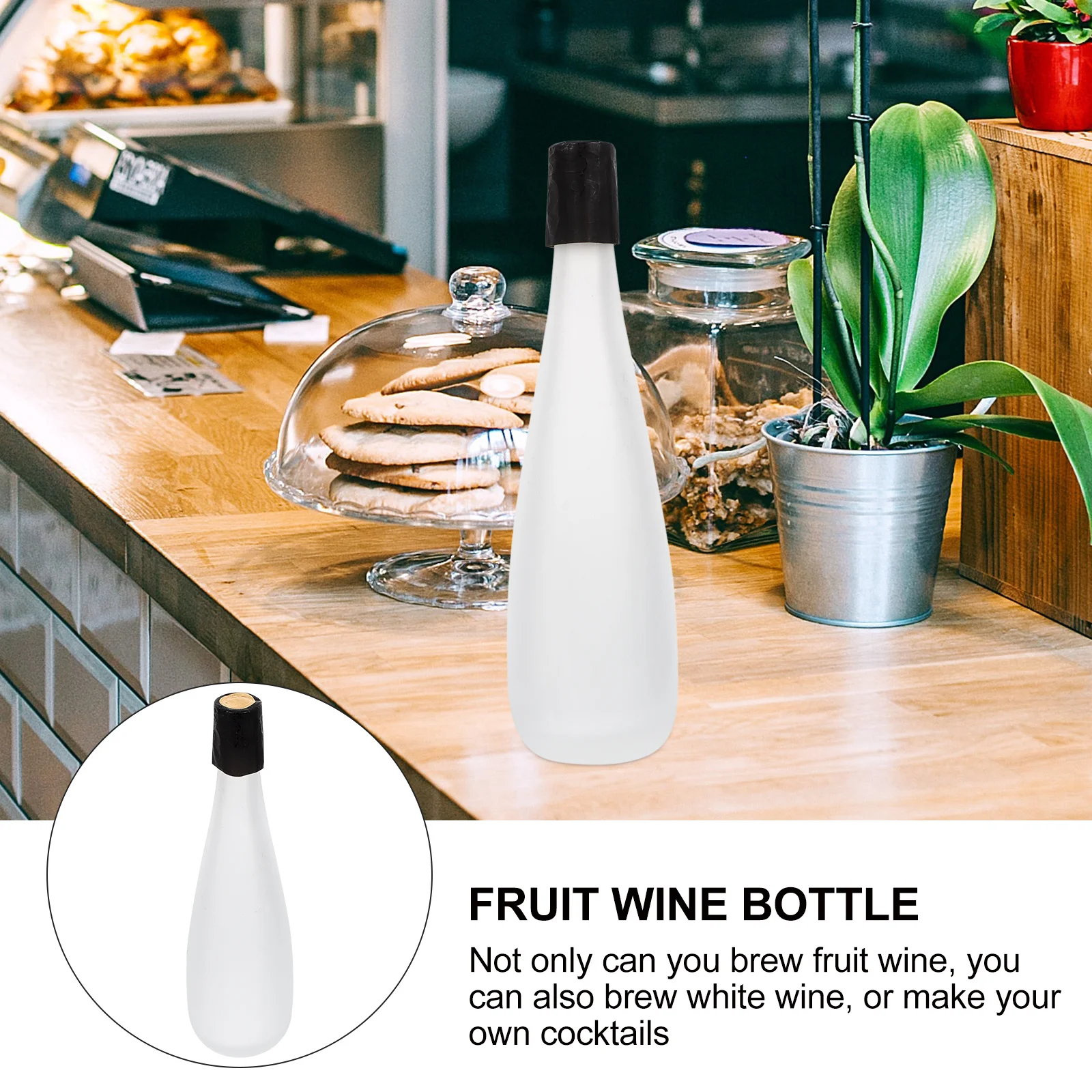 

1Pcs Frosted White Wine Bottle 500ml Large Capacity Glass Brewing Bottle for DIY Fruit Wine Homemade Storage