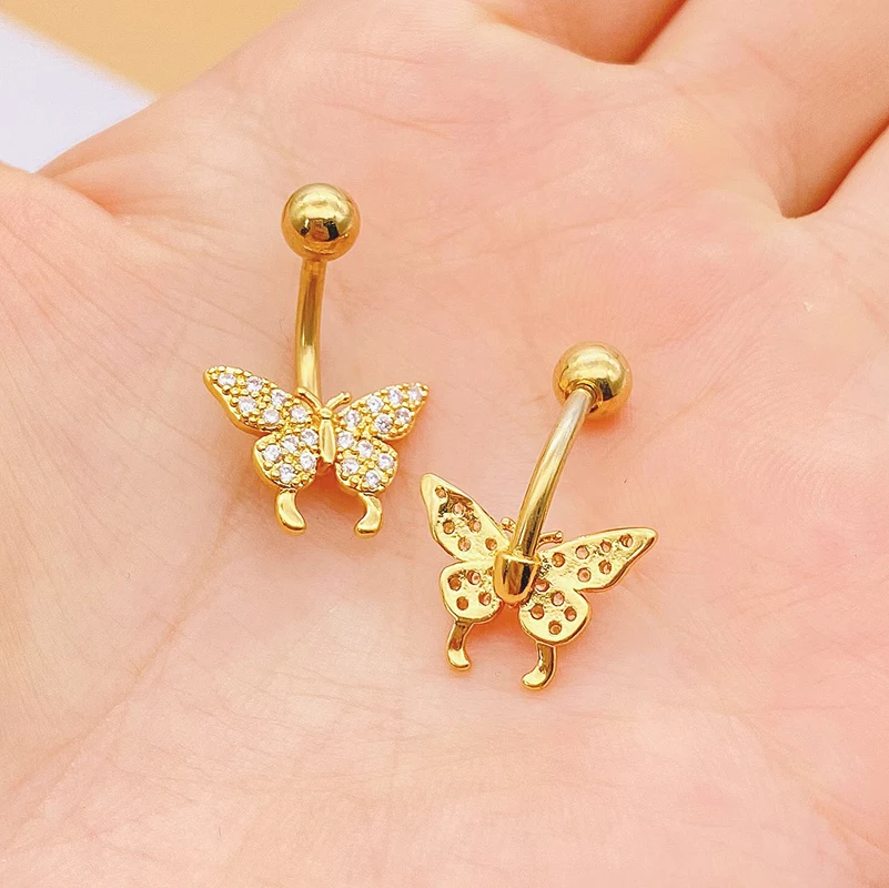 1pc Heart Navel Rings for Women Surgical Steel Sexy Mouth Butterfly CZ Belly Button Ring Navel Piercing Barbell Earring Jewelry