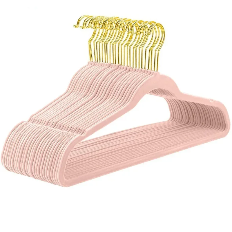 10PCS Back to School Velvet Hangers Non-Slip Suit Clothes Hangers Pack Rose Gold Hooks Space Saving Clothes Hangers Heavyduty