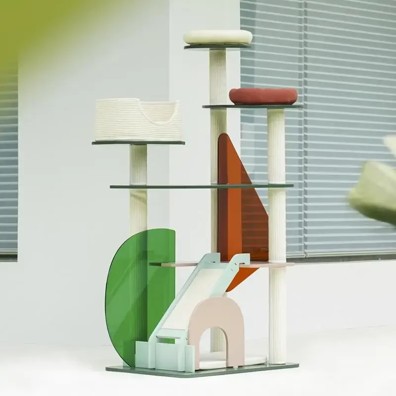 Acrylic Cat Climbing Frame,nest Tree All-in-one Large Frame, Through The Sky Column  Tower, Jumping Toys