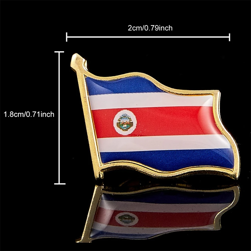 Spilla con bandiera nazionale in metallo con bandiera della Costa Rica, spilla con distintivo ondulato del paese per la decorazione della borsa da bavero dei vestiti